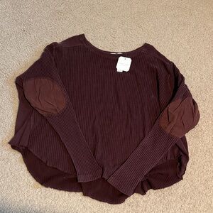 NWT‼️Altar'd State Rich Burgundy Long Sleeve Tee oversized XS